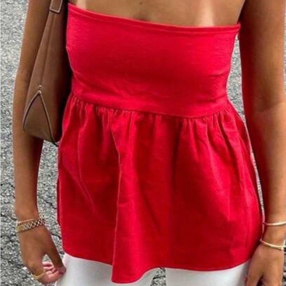 SHEIN Vibrant Red Strapless Blouse